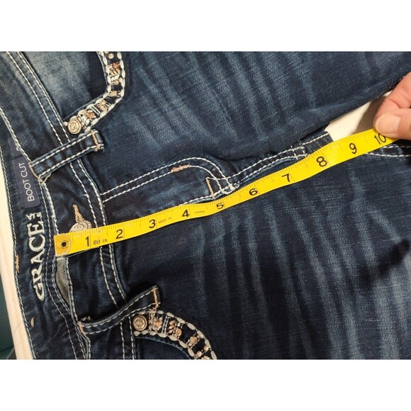 Grace in LA Jeans Women's 29 Bootcut Embroidered Rhinestones Studs Embellished - Picture 5 of 13